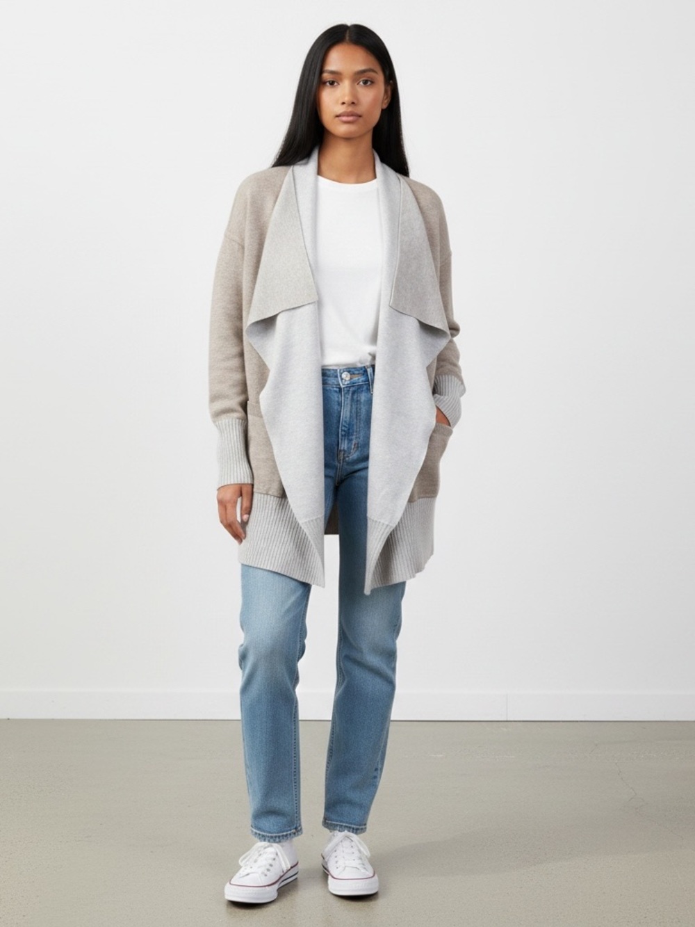 Lululemon Women Cardigan Sweater Still Lotus Open Wrap Reversible gray Small